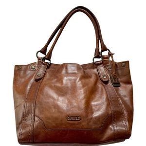 Frye Melissa Leather Shopper Tote/ Shoulder Bag Cognac color